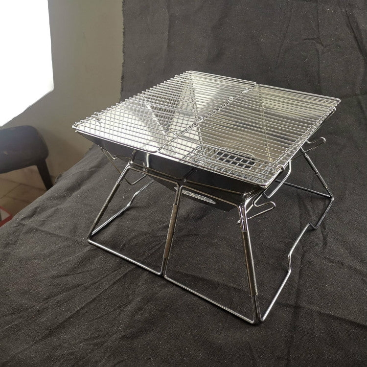 Griglia per barbecue sollevabile Griglia per barbecue pieghevole in acciaio inossidabile da campeggio Griglia a carbone di legna, 31x31x21cm