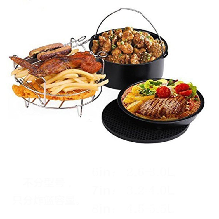 Set di accessori per friggitrice 5 in 1 Set di friggitrice ad aria multifunzionale Grill Pizza Pan, 5 in 1 Set
