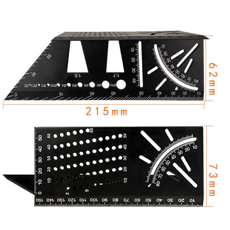 Righello angolare multifunzione in lega di alluminio per la lavorazione del legno 3D, 3D Angle Ruler