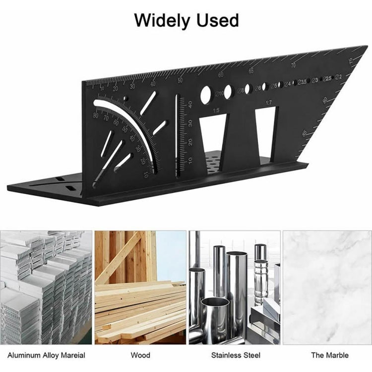 Righello angolare multifunzione in lega di alluminio per la lavorazione del legno 3D, 3D Angle Ruler