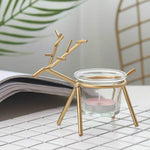 Candeliere di cervo in ferro battuto Decorazione per atmosfera desktop domestica Decorazione portacandele, Black, Gold