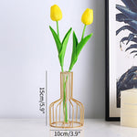 Decorazione con inserti di fiori in vetro di fiori secchi verdi idroponici in ferro battuto senza fiori finti