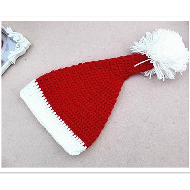 Abbigliamento fotografico per bambini Set di abbigliamento natalizio Cappello di lana lavorato a mano + tuta, pantaloncini + calzini
