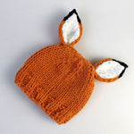 Abbigliamento fotografico per bambini Set di cappello lavorato a maglia di lana fatto a mano a forma di volpe di cartone animato + pantaloni, 0-3月