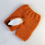 Abbigliamento fotografico per bambini Set di cappello lavorato a maglia di lana fatto a mano a forma di volpe di cartone animato + pantaloni, 0-3月