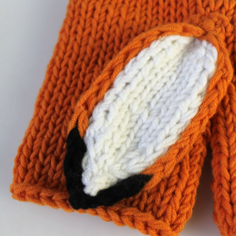 Abbigliamento fotografico per bambini Set di cappello lavorato a maglia di lana fatto a mano a forma di volpe di cartone animato + pantaloni, 0-3月