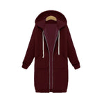 Maglione a maniche lunghe con cappuccio da donna nel cappotto lungo, XXXXXL