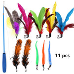 Bastoncini per gatti divertenti telescopici con piume di giocattoli per gatti, 11 In 1 Cat Toy