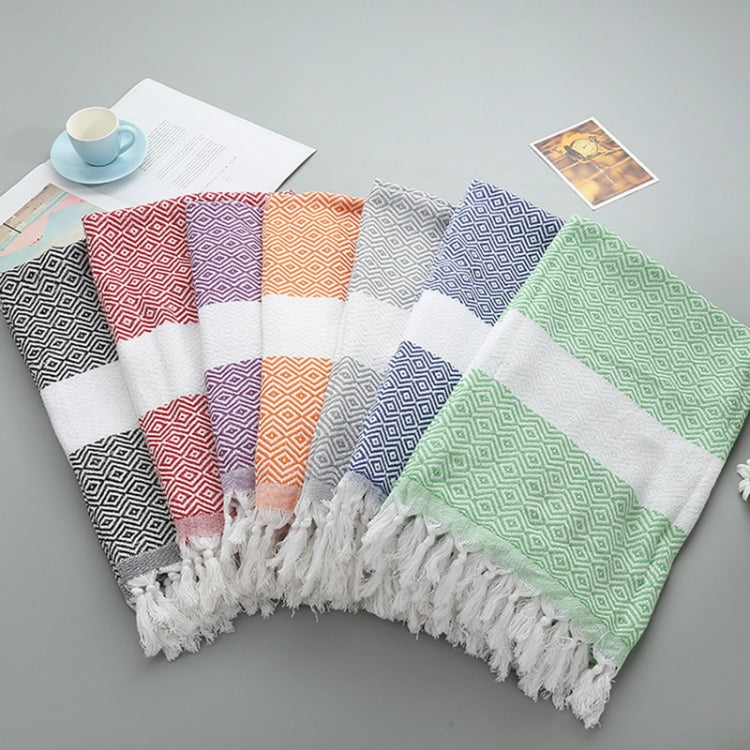 Asciugamano da bagno in cotone a righe con nappe sottile viaggio campeggio bagno sauna spiaggia palestra piscina coperta assorbente facile manutenzione