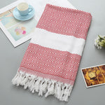 Asciugamano da bagno in cotone a righe con nappe sottile viaggio campeggio bagno sauna spiaggia palestra piscina coperta assorbente facile manutenzione