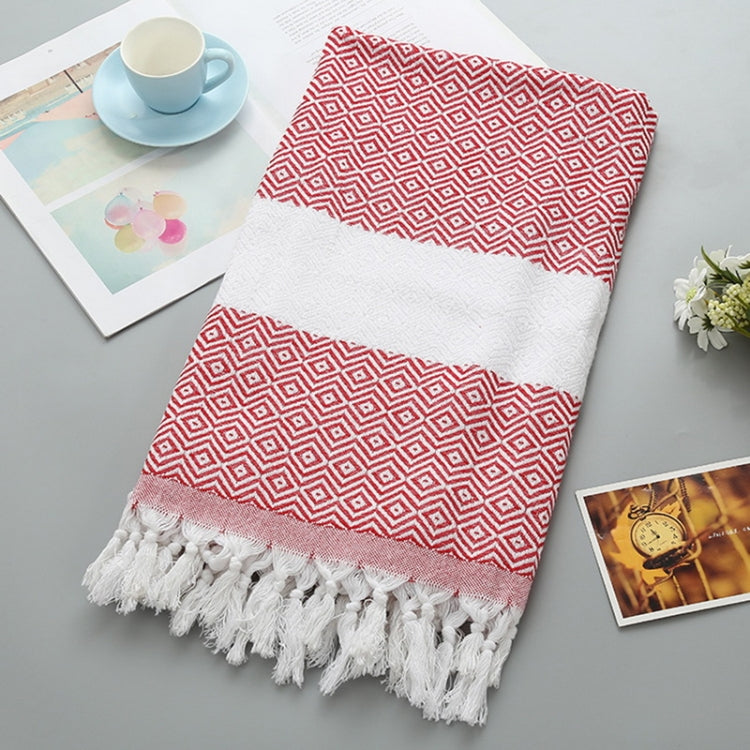 Asciugamano da bagno in cotone a righe con nappe sottile viaggio campeggio bagno sauna spiaggia palestra piscina coperta assorbente facile manutenzione