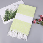 Asciugamano da bagno in cotone a righe con nappe sottile viaggio campeggio bagno sauna spiaggia palestra piscina coperta assorbente facile manutenzione