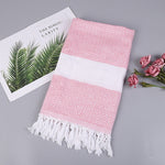 Asciugamano da bagno in cotone a righe con nappe sottile viaggio campeggio bagno sauna spiaggia palestra piscina coperta assorbente facile manutenzione
