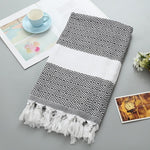 Asciugamano da bagno in cotone a righe con nappe sottile viaggio campeggio bagno sauna spiaggia palestra piscina coperta assorbente facile manutenzione