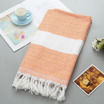 Asciugamano da bagno in cotone a righe con nappe sottile viaggio campeggio bagno sauna spiaggia palestra piscina coperta assorbente facile manutenzione