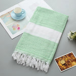 Asciugamano da bagno in cotone a righe con nappe sottile viaggio campeggio bagno sauna spiaggia palestra piscina coperta assorbente facile manutenzione