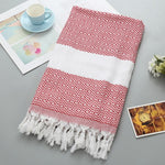 Asciugamano da bagno in cotone a righe con nappe sottile viaggio campeggio bagno sauna spiaggia palestra piscina coperta assorbente facile manutenzione