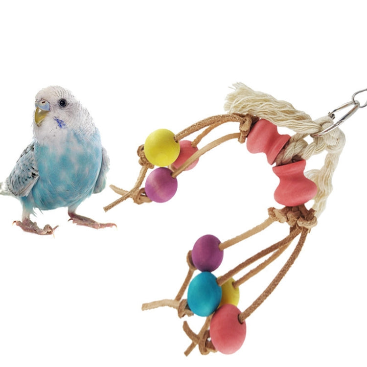 Giocattolo creativo per morso di uccello pappagallo con corda in pelle creativa, Parrot Bird Leather Rope Toy