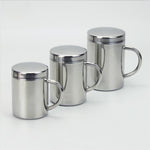 Tazze per acqua e latte per bevande al caffè in acciaio inossidabile 304 a doppio isolamento Tazza per bere durevole con coperchio, 304 Stainless Steel 200ml, 304 Stainless Steel 300ml, 304 Stainless Steel 400ml