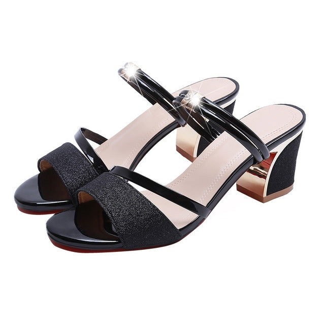 Sandali spessi con punta aperta a bocca di pesce, 34, 35, 36, 37, 38, 39, 40