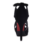 Sandali con pesce con tacco alto e motivo geometrico con cuciture in pelle, 34, 35, 36, 37, 38, 39, 40, 41, 42