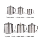 Tazza per bambini in acciaio inossidabile 304 extra spessa da 5 pezzi con coperchio per maniglia Tazza per acqua potabile per adulti per uso domestico, 7cm without cover, 8cm with cover, 9cm with cover, 10cm with cover, 11cm with cover, 12cm with cover