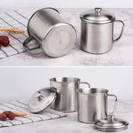 Tazza per bambini in acciaio inossidabile 304 extra spessa da 5 pezzi con coperchio per maniglia Tazza per acqua potabile per adulti per uso domestico, 7cm without cover, 8cm with cover, 9cm with cover, 10cm with cover, 11cm with cover, 12cm with cover