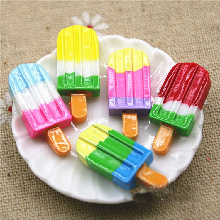 10 pezzi di bastoncini di gelato arcobaleno in resina con retro piatto, cabochon, imitazione, decorazione artistica per dessert