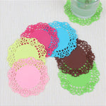 10 sottobicchieri caldi in pizzo con fiore in pizzo, in silicone, antiscivolo, isolanti, portabevande calde