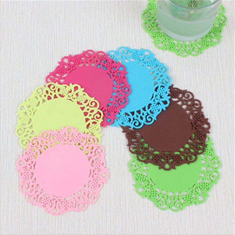 10 sottobicchieri caldi in pizzo con fiore in pizzo, in silicone, antiscivolo, isolanti, portabevande calde