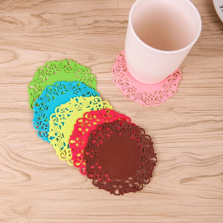10 sottobicchieri caldi in pizzo con fiore in pizzo, in silicone, antiscivolo, isolanti, portabevande calde