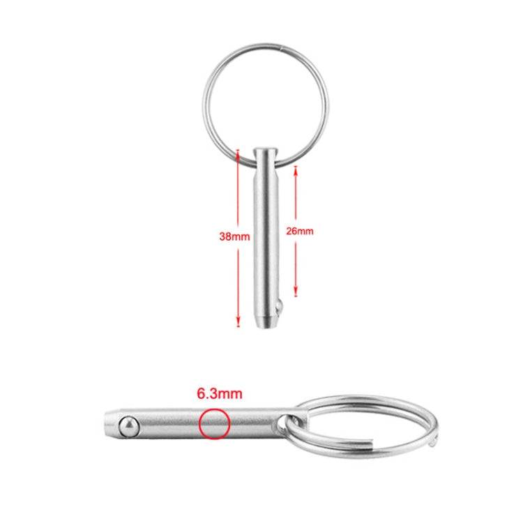 3 accessori per barche Perno a sfera in acciaio inossidabile 316 a sgancio rapido e perno di sicurezza a sgancio rapido Perno a sfera in acciaio per molle, dimensioni: 6,3x38 mm, 6.3x38mm