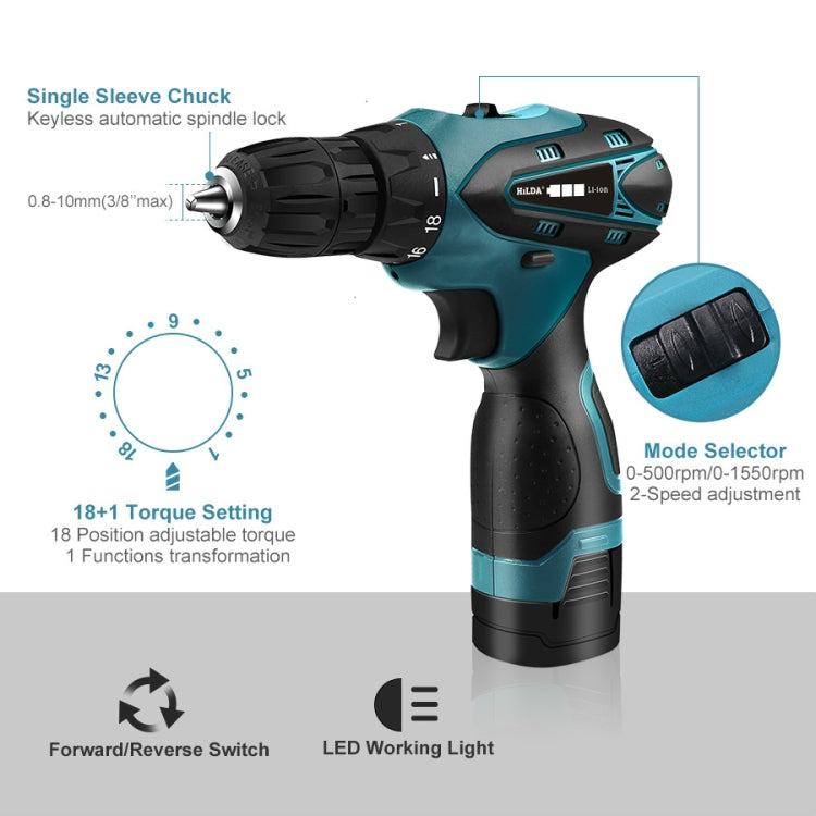 HILDA Trapano Elettrico Cacciavite a Batteria Batteria al Litio Mini Trapano Cacciavite a Batteria Utensili Elettrici, Spina UE, 16.8V with Carton Box, 12V with Carton Box, 12V with Plastic Box, 16.8V with Plastic Box