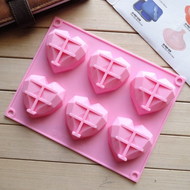 Stampo in silicone 6 in 1 a forma di cuore per stampi in silicone fai-da-te per torte con mousse, 6 in 1 Heart Shape