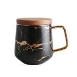 Tazza da caffè in ceramica con tazza da tè in ceramica serie oro opaco in marmo con coperchio o vassoio in legno