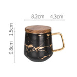 Tazza da caffè in ceramica con tazza da tè in ceramica serie oro opaco in marmo con coperchio o vassoio in legno