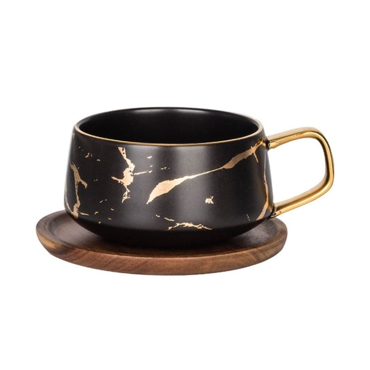 Tazza da caffè in ceramica con tazza da tè in ceramica serie oro opaco in marmo con coperchio o vassoio in legno