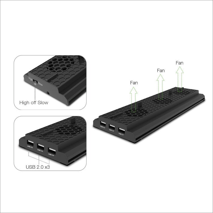 DOBE TYX-1768 Staffa per ventola di raffreddamento con base di supporto verticale per dissipazione del calore per console di gioco Xbox One X, TYX-1768