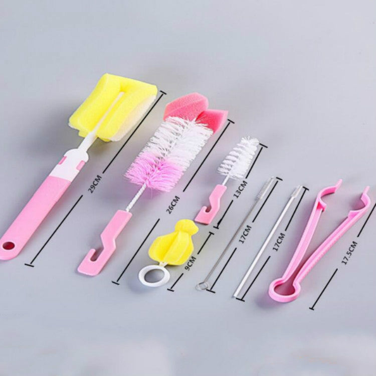 Set di spazzole di paglia per strumenti di pulizia di spugne per bottiglie da 7 pezzi/set