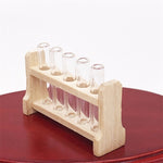 Set 3 mini provette in vetro con portaprovette in legno 1:12
