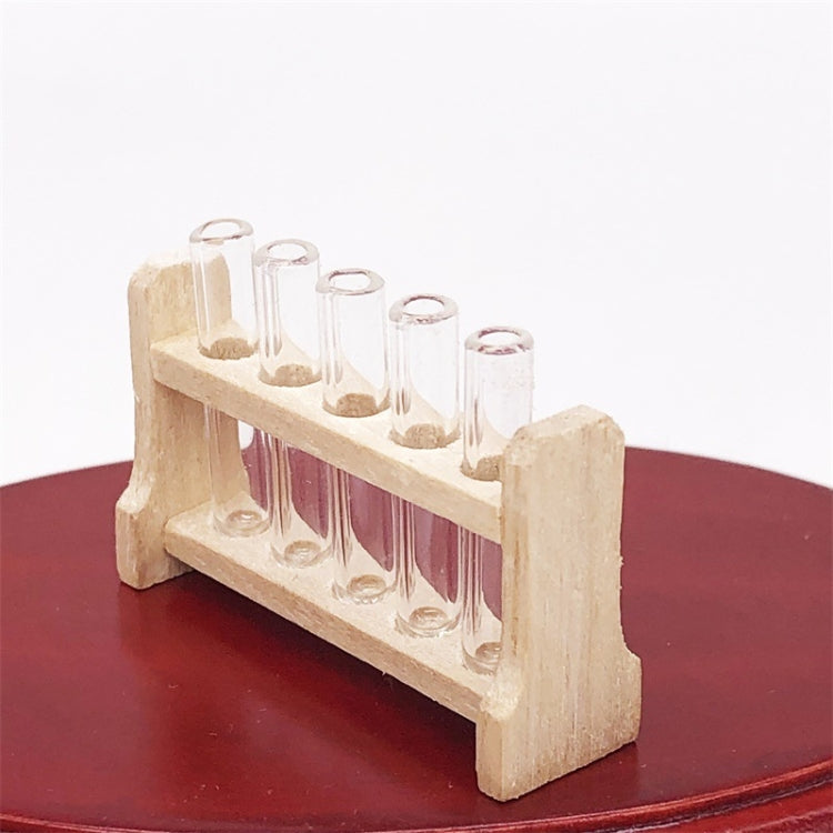 Set 3 mini provette in vetro con portaprovette in legno 1:12