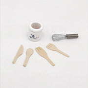 6 pezzi/set 1:12 mini casa giocattolo simulazione frullino per le uova set forchetta accessori da cucina, 6 PCS / Set Eggbeater Pot Fork Set
