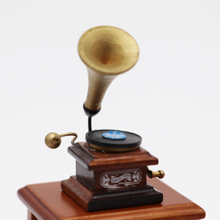 Grammofono retrò in legno miniatura 1:12 per casa bambola