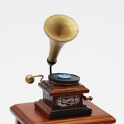 Grammofono retrò di simulazione giocattolo mini casa 1:12 con disco, Retro Gramophone with Record