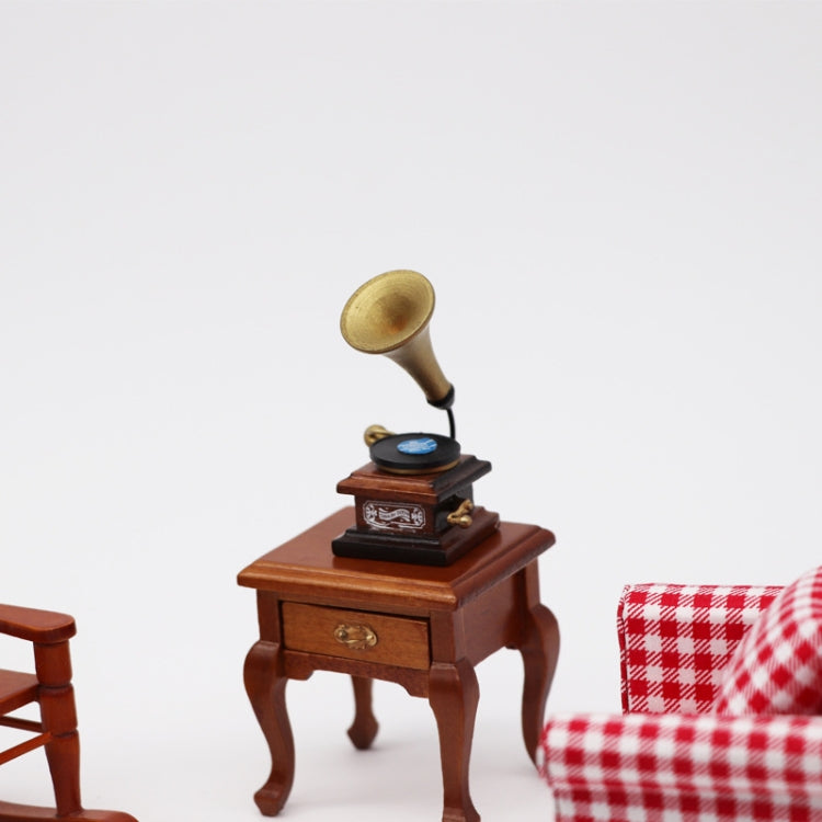Grammofono retrò in legno miniatura 1:12 per casa bambola