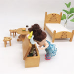 Set da letto per orsetto mini camera da letto per bambini tascabile per mini casa delle bambole in scala 1:12, Bear Bed Set