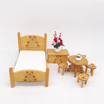 Set da letto per orsetto mini camera da letto per bambini tascabile per mini casa delle bambole in scala 1:12, Bear Bed Set