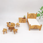 Set da letto per orsetto mini camera da letto per bambini tascabile per mini casa delle bambole in scala 1:12, Bear Bed Set
