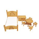 Set da letto per orsetto mini camera da letto per bambini tascabile per mini casa delle bambole in scala 1:12, Bear Bed Set