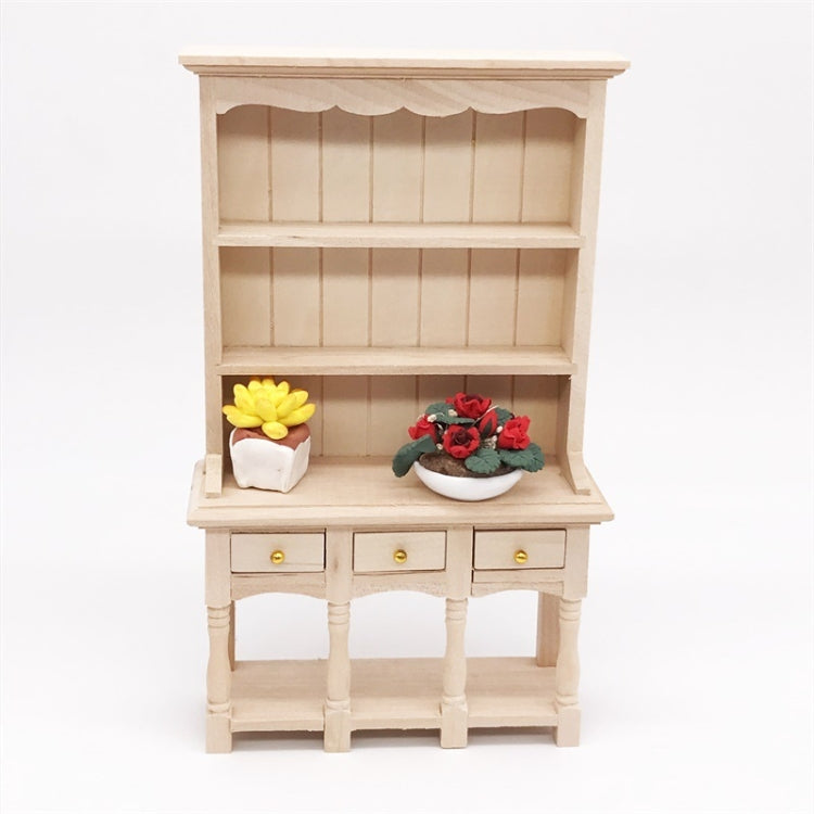 Mobili per case delle bambole Decorazione per sala studio in miniatura Libreria in legno con cassetti, Wooden Bookcase
